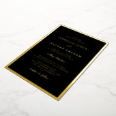 Elegant Black Gold Wedding Folie Uitnodiging (Gedraaid)