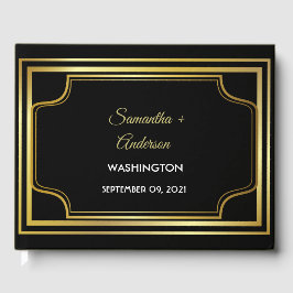 Elegant Black Gold Wedding Gastenboek