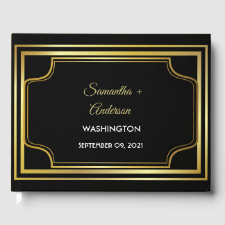 Elegant Black Gold Wedding Gastenboek