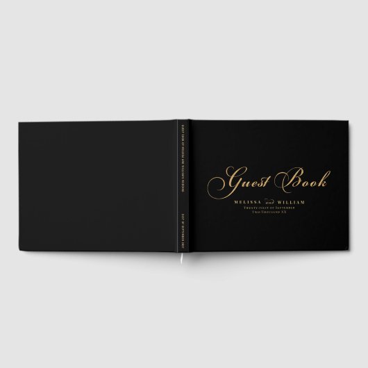 Elegant Black Gold Wedding Gastenboek (Volledig)