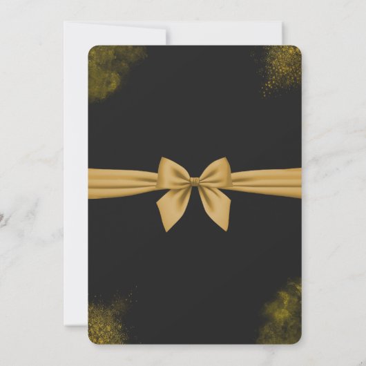 Elegant Black & Gold Wedding Invitation Kaart (Achterkant)