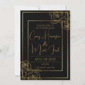 Elegant Black & Gold Wedding Invitation Kaart (Voorkant)