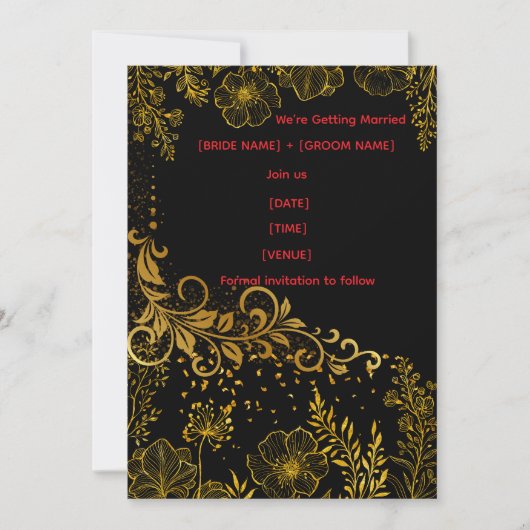 Elegant Black & Gold Wedding Invitation | Luxury  Kaart (Voorkant)