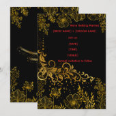 Elegant Black & Gold Wedding Invitation | Luxury  Kaart (Voorkant / Achterkant)
