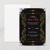 Elegant Black & Gold Wedding Invitation RSVP Kaartje (Voorkant / Achterkant)