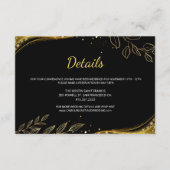 Elegant Black Gold Wedding Leaf Design Details Informatiekaartje (Voorkant)