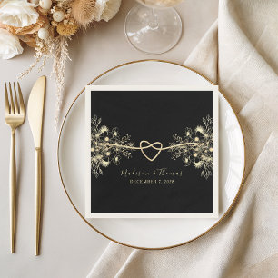 Elegant Black Gold Wedding Napkins Servet