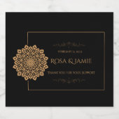 Elegant Black & Gold Wedding – Personalized Sparkling Wijnetiket (Enkel label)