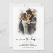 Elegant Black Gold Wedding Photo Save the Date (Voorkant)