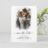 Elegant Black Gold Wedding Photo Save the Date (Staand voorkant)