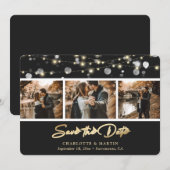 Elegant Black Gold Wedding Photo Save the Date (Voorkant / Achterkant)