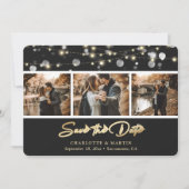 Elegant Black Gold Wedding Photo Save the Date (Voorkant)