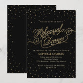 Elegant Black & Gold Wedding Rehearsal Dinner Kaart (Voorkant / Achterkant)