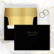 Elegant Black Gold Wedding Return-adres