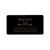 Elegant Black Gold Wedding Return-adres Etiket (Voorkant)