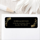 Elegant Black Gold Wedding Return-adres Etiket (Insitu)