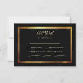 Elegant Black & Gold Wedding RSVP Kaartje (Voorkant)