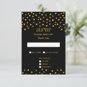 Elegant Black Gold Wedding RSVP Kaartje (Staand voorkant)