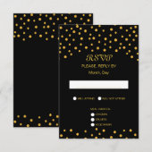 Elegant Black Gold Wedding RSVP Kaartje (Voorkant / Achterkant)