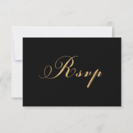 Elegant Black Gold Wedding RSVP Kaartje