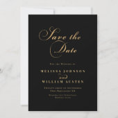 Elegant Black Gold Wedding Save The Date (Voorkant)