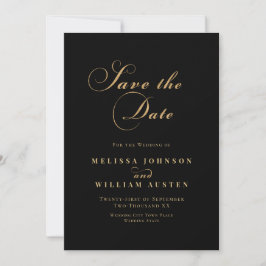 Elegant Black Gold Wedding Save The Date
