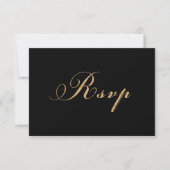 Elegant Black Gold Wedding Script RSVP-kaart RSVP Kaartje (Voorkant)