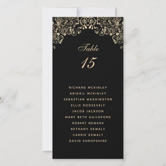 Elegant Black Gold Wedding Seating Chart (Voorkant)
