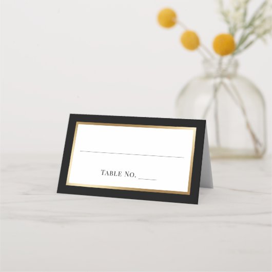 Elegant Black Gold Wedding Seating Table Number Plaatskaartje (Voorkant)