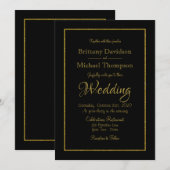 Elegant Black Gold Wedding Uitnodiging (Voorkant / Achterkant)