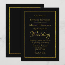 Elegant Black Gold Wedding Uitnodiging