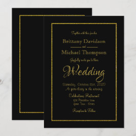 Elegant Black Gold Wedding Uitnodiging