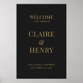 Elegant Black Gold Wedding Welcome Sign Poster (Voorkant)