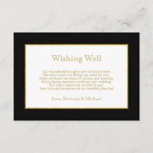 Elegant Black Gold Wedding Wishing Well Poem Informatiekaartje