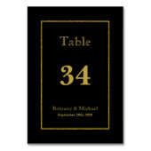 Elegant Black Gold Weduwtable Number Kaart (Achterkant)