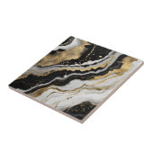 Elegant Black Gold & White Agate Marble Fluid Art Tegeltje (Zijkant)