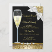 Elegant Black Gold White Champagne Brunch Invite Kaart (Voorkant)