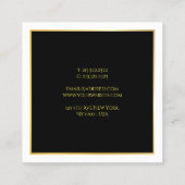 Elegant Black Gold White Luxureuze Sjabloon Vierkante Visitekaartje (Achterkant)