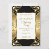 Elegant Black Gold White Pearl Birthday 2 Kaart (Voorkant)