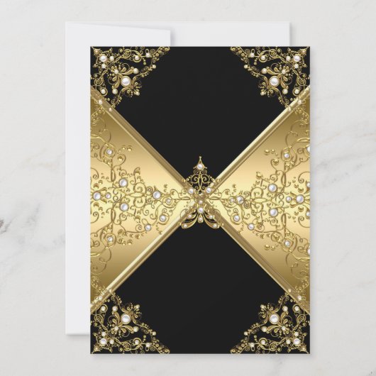 Elegant Black Gold White Pearl Birthday 2 Kaart (Achterkant)