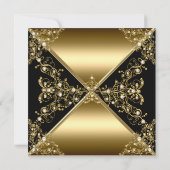 Elegant Black Gold White Pearl Birthday Party Kaart (Achterkant)