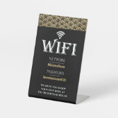 Elegant Black Gold WiFi-wachtwoordnetwerk Reclamebord Met Voetstuk (Voorkant)