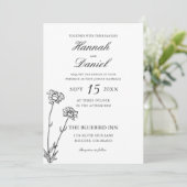 Elegant Black & Gold Wildflower Weddenation Kaart (Staand voorkant)