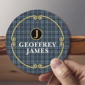 Elegant Black Gold Windows Check Monogram Ronde Kartonnen Onderzetter