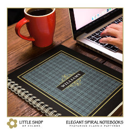 Elegant Black Gold Windows Check Monogramed Notitieboek