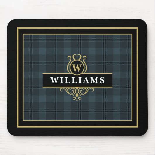Elegant Black Gold Windows Pset Monogram Muismat (Voorkant)