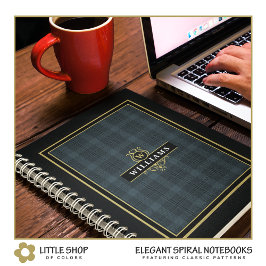 Elegant Black Gold Windows Pset Monogram Notitieboek