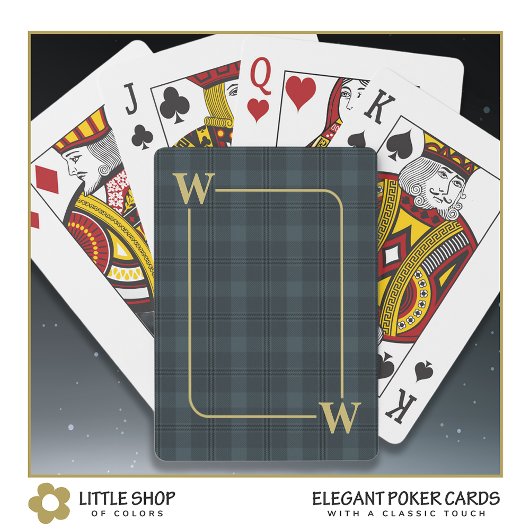 Elegant Black Gold Windows Pset Monogram Pokerkaarten