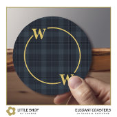 Elegant Black Gold Windows Pset Monogram Ronde Kartonnen Onderzetter