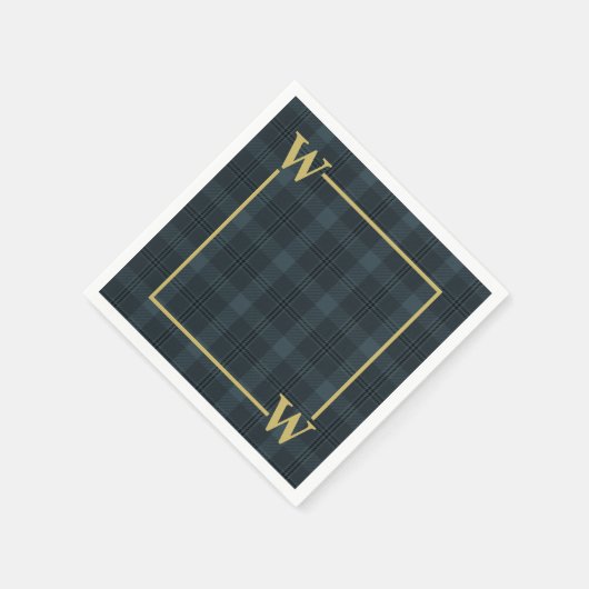 Elegant Black Gold Windows Pset Monogram Servet (Hoek)